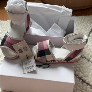 Burberry Pink and Black Plaid Sandals